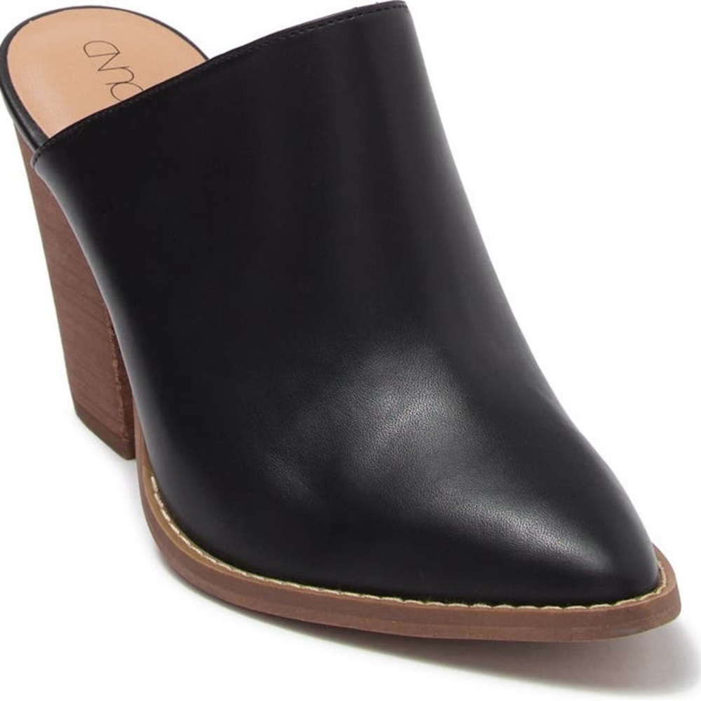 Abound Black Western Style Heeled Mules vegan